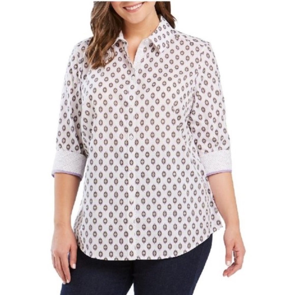 FOXCROFT Ava Ikat Print Shirt In Multi